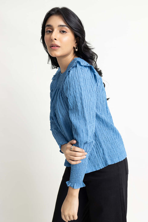 The Blue Smocked Top